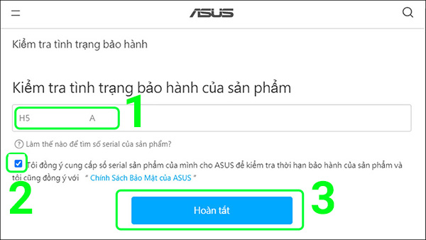Cách kiểm tra bảo hành laptop Asus qua mã số Serial Number